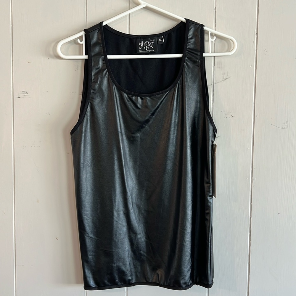 Shrine Sleeveless Shiny Black Top